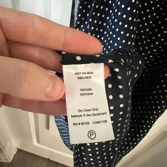 ATM Anthony Thomas Melillo Polka-Dot Silk Dress Size XS Color Blue White - Picture 6 of 6